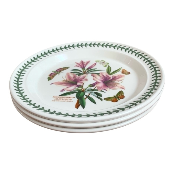 NWOT Portmeirion Botanic Garden Dinner Plates Set of 3 White Floral Design Plate - Picture 3 of 6